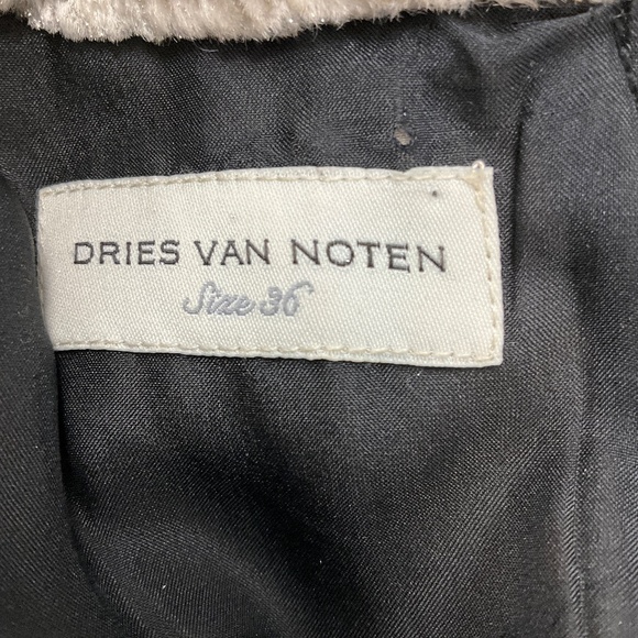 DRIES VAN NOTEN BEIGE / BLACK SEQUINED VELVET COCKTAIL DRESS - Picture 4 of 5